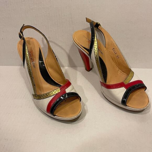 USA Dove Nuotano Gli Squali shoe Size EU 37 = US 6.5 color,white and blue + gold - Picture 2 of 6